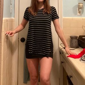 Black White Striped Shirt Dress